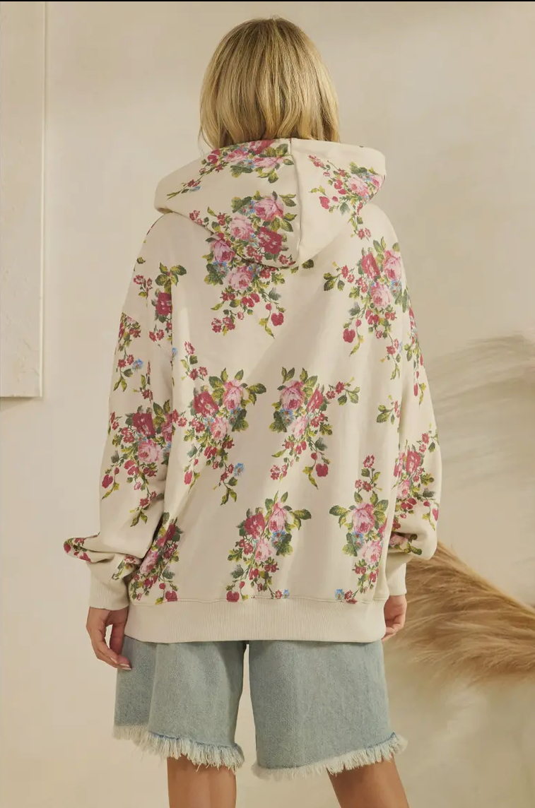 Floral Fleece Hoodie