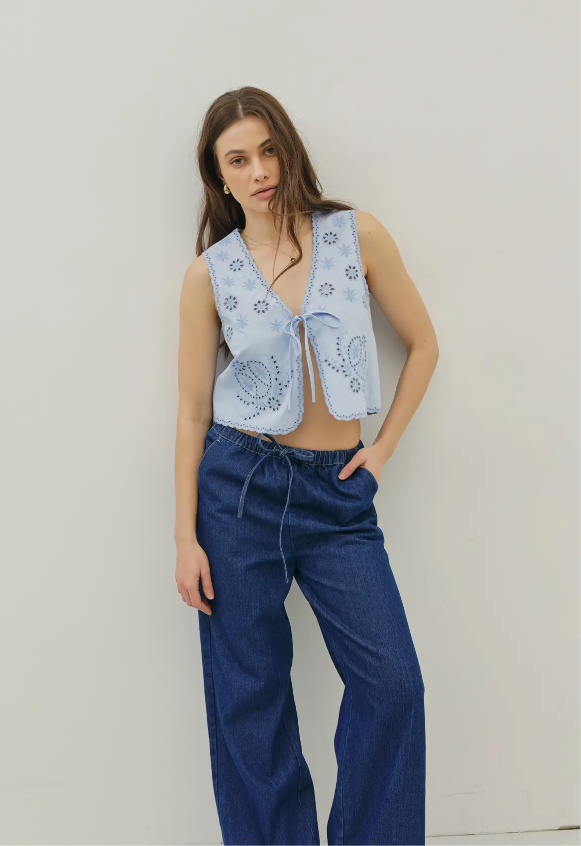 Eyelet Woven Vest