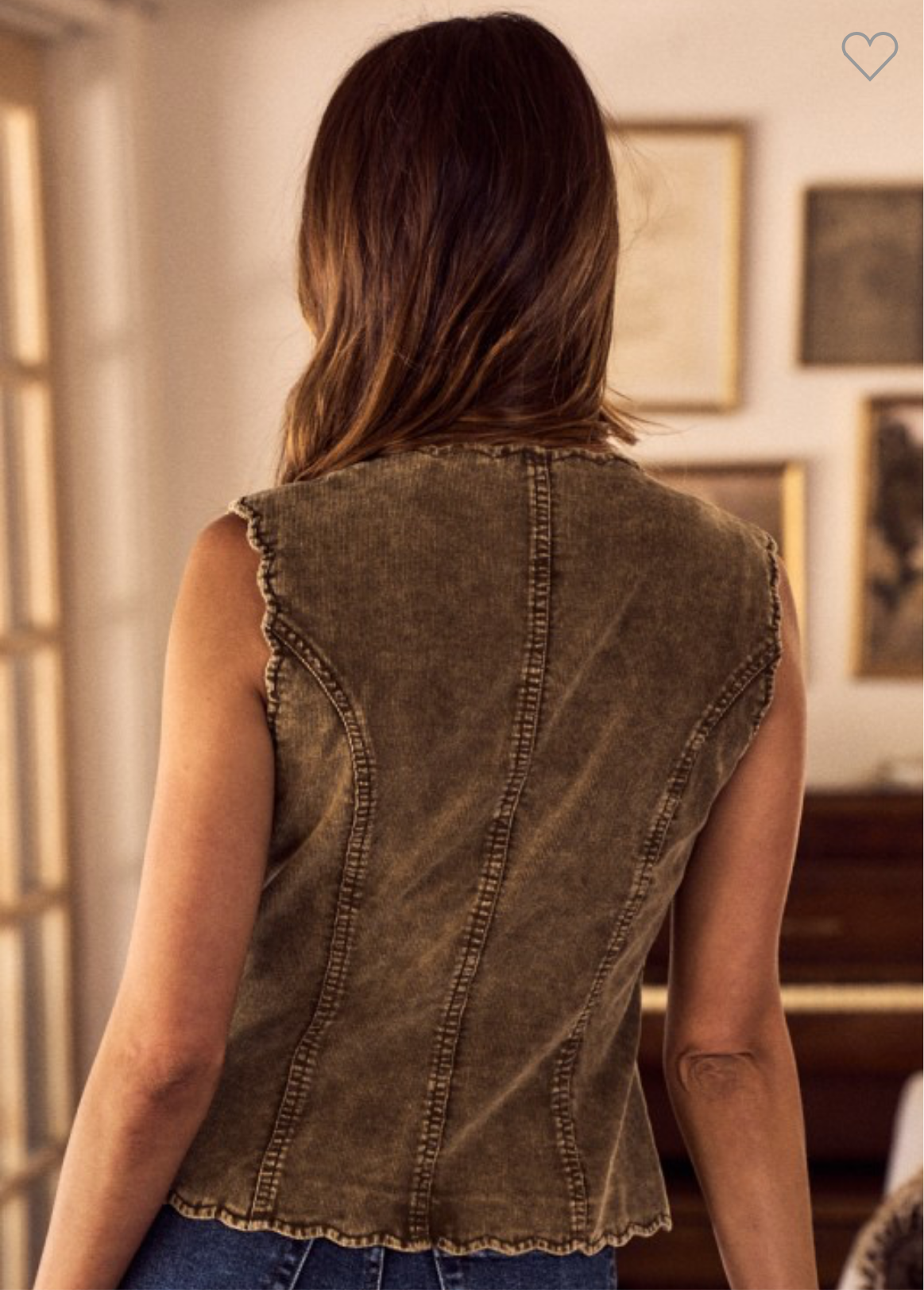 Olive Scalloped Vest