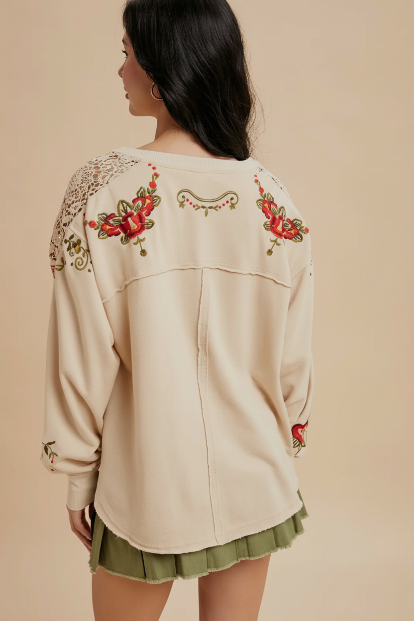 Embroidered Jersey Pullover