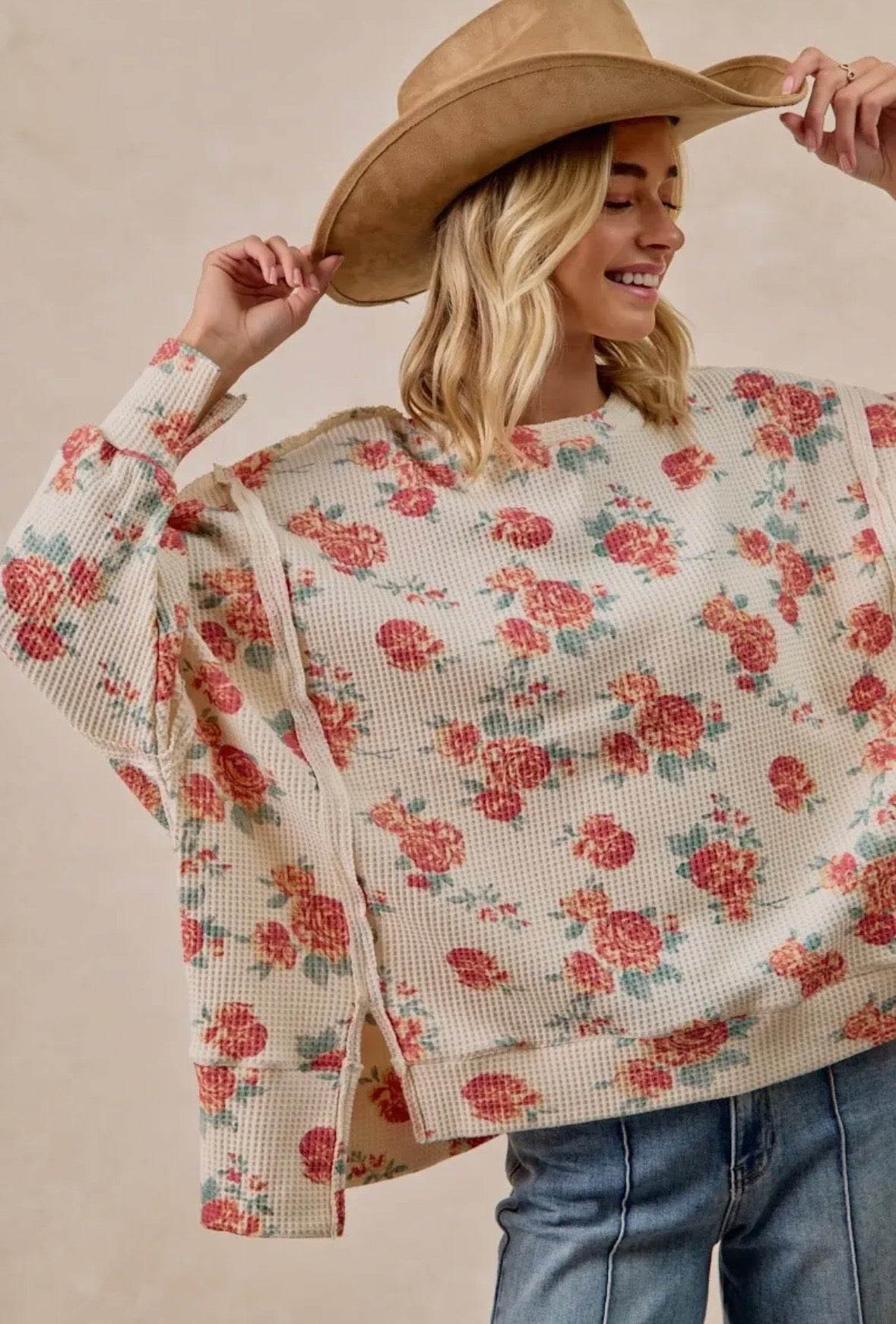Floral Waffle Knit