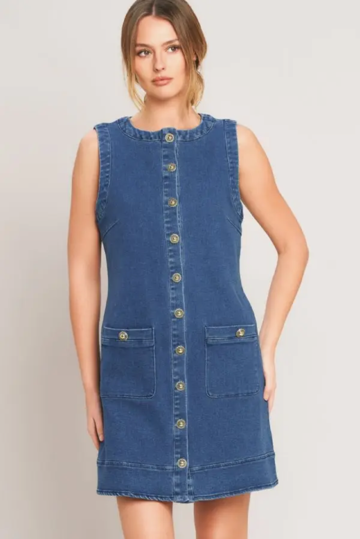 Washed Denim Shift Dress