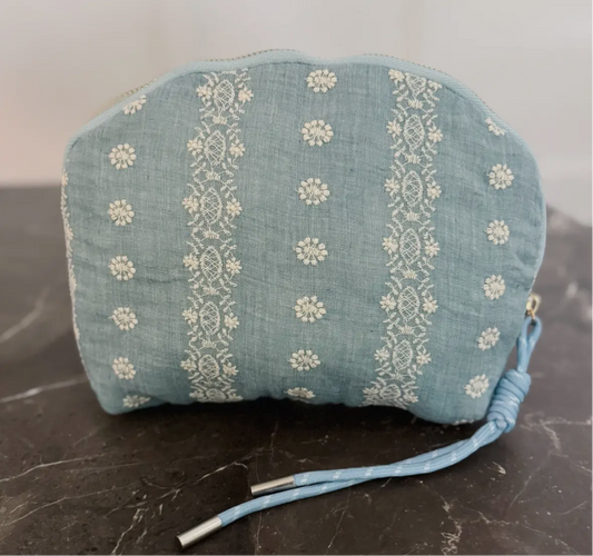 Denim Floral Cosmetic Bag