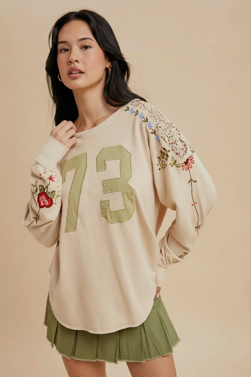 Embroidered Jersey Pullover