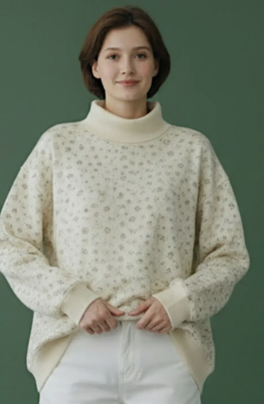 Floral Mock Neck Sweatshirt
