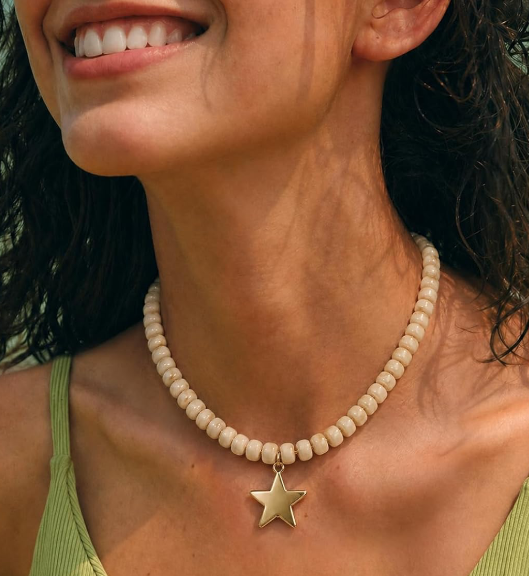 Cream Star Beaded Necklace