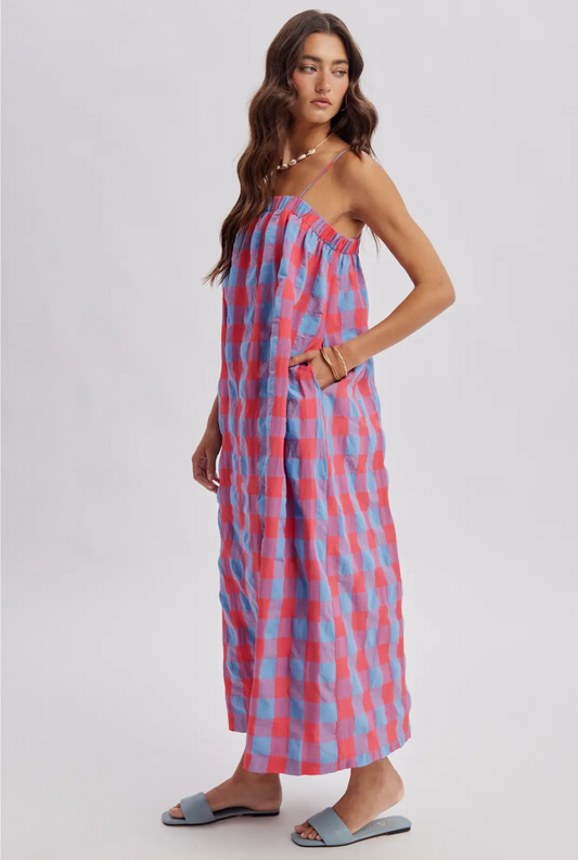 Contrast Gingham Dress
