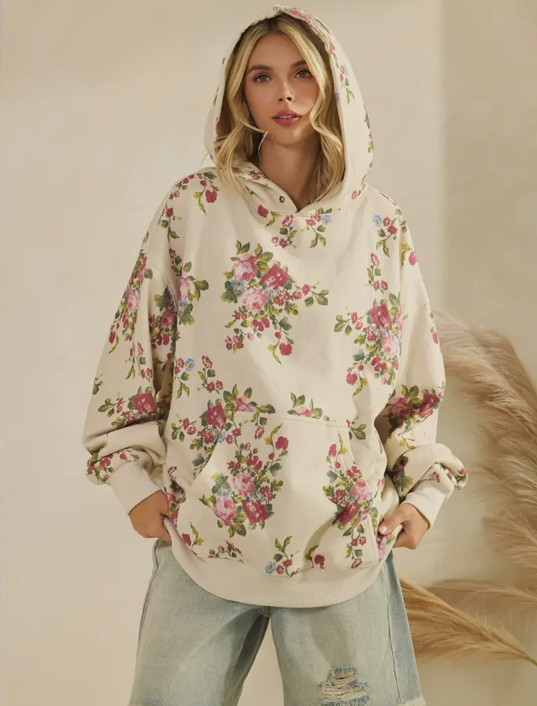 Floral Fleece Hoodie