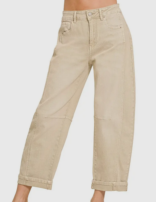 Beige Barrel Jeans