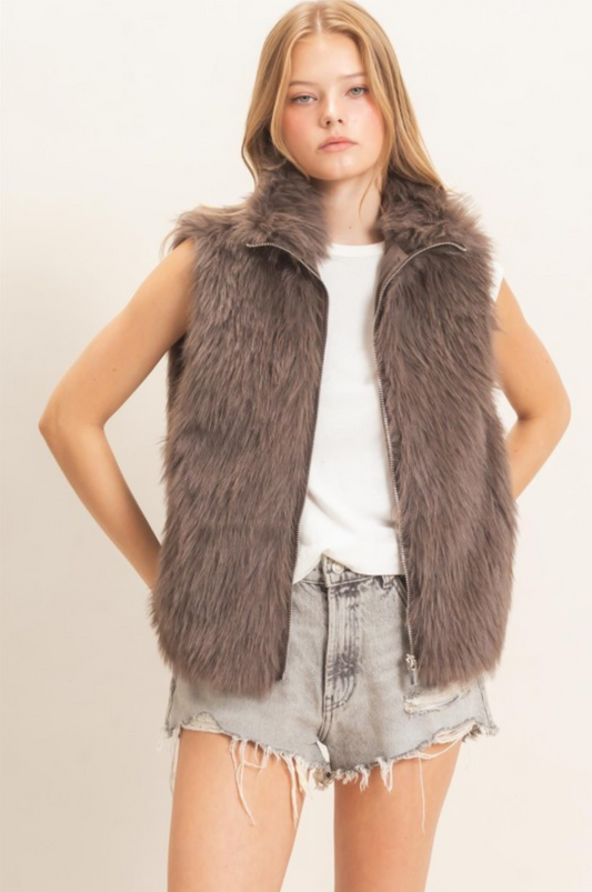 Taupe Fur Vest