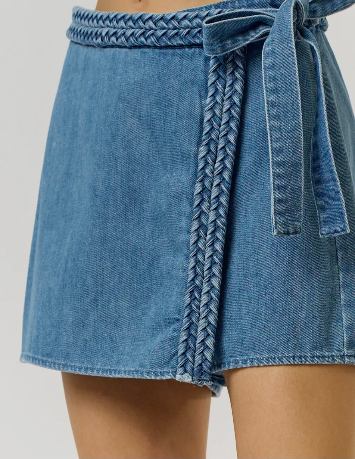 Braided Denim Skort