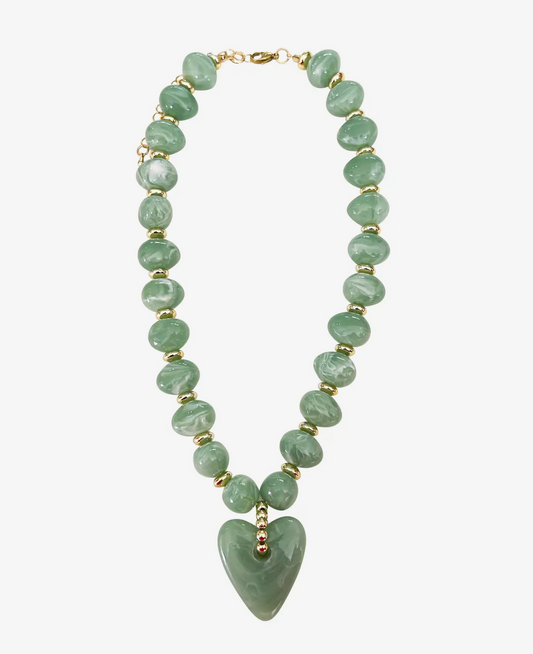 Green Bauble Heart Necklace