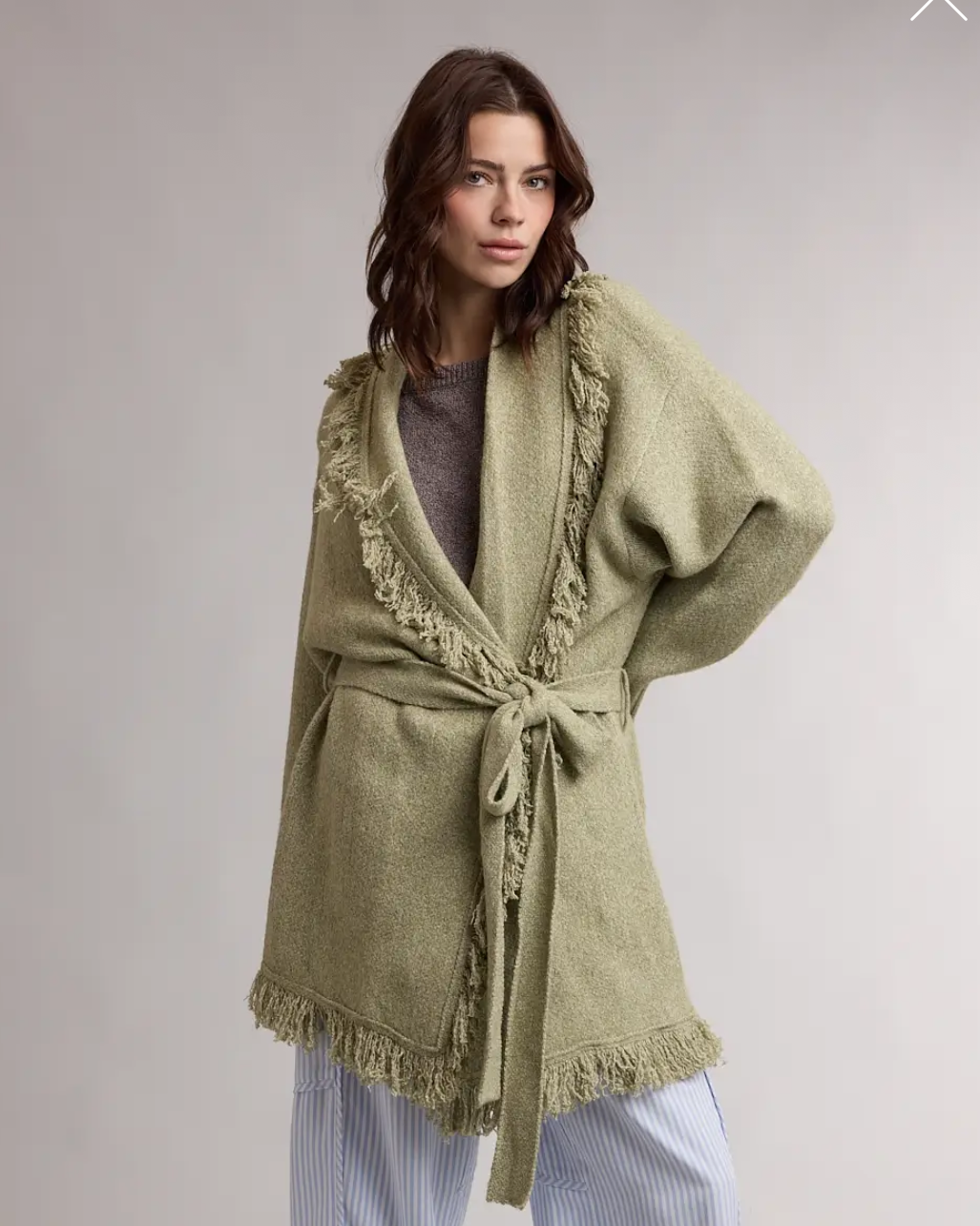 Olive Fringe Cardigan